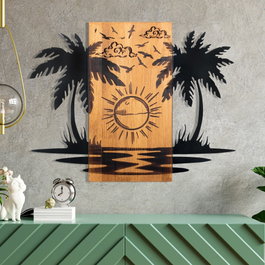 Wallity Hawaii 2 - Accesorio decorativo de pared Negro y Nogal